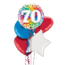 Happy 70th Birthday Rainbow Confetti Balloon Bouquet